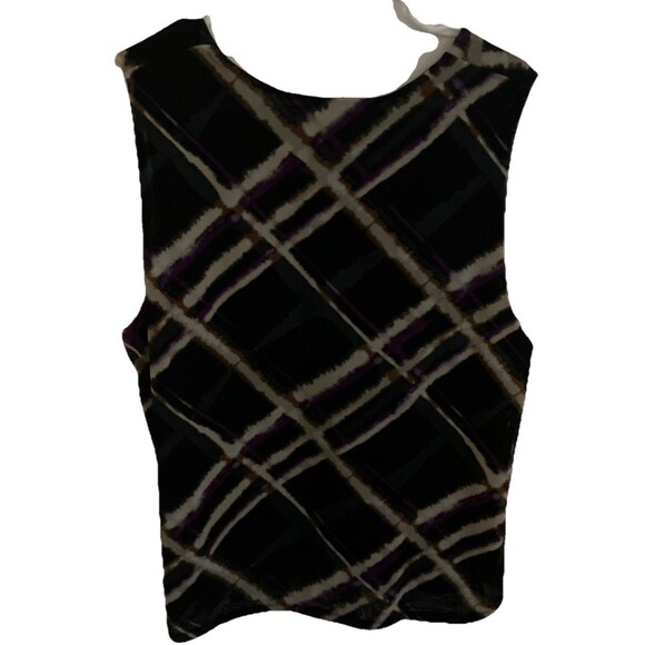 Chicos Tank Top Size 4 Black Plaid Mesh NEW $59 Retail - Picture 3 of 4